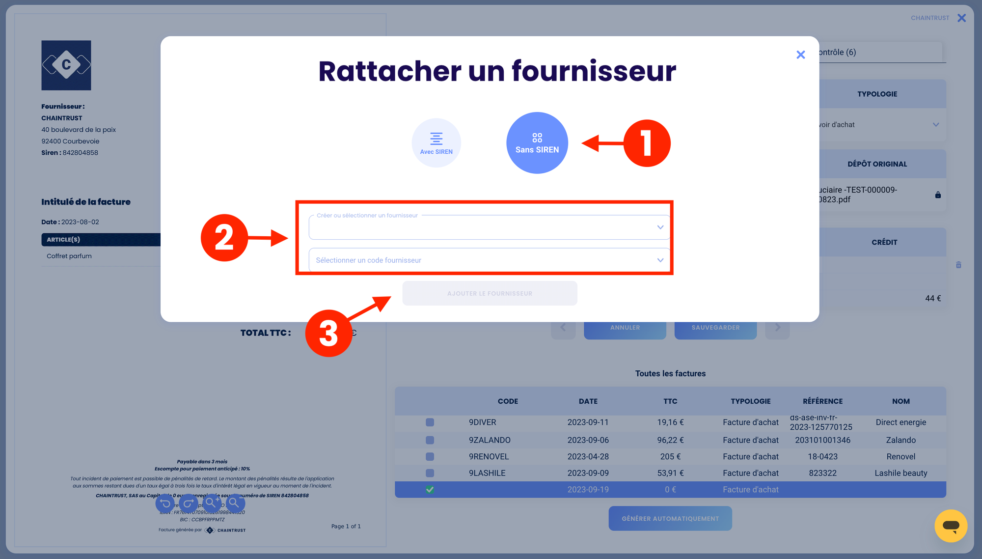 Saisir un document rejeté via le masque de saisie – Chaintrust